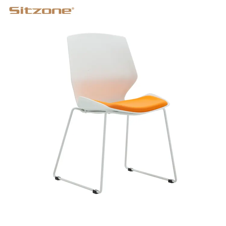 White modern stackable Chair plastic visiting leisure canteen chairs