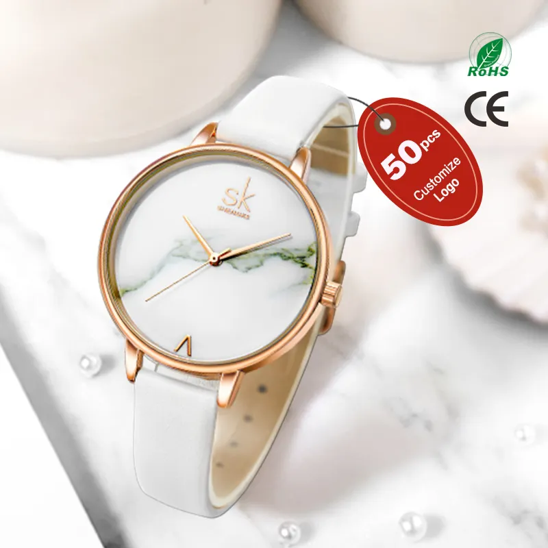 Часы с логотипом на заказ OEM 50 шт. минимальный заказ D наручные женские часы минималистичный дизайн кожаный ремешок женские часы