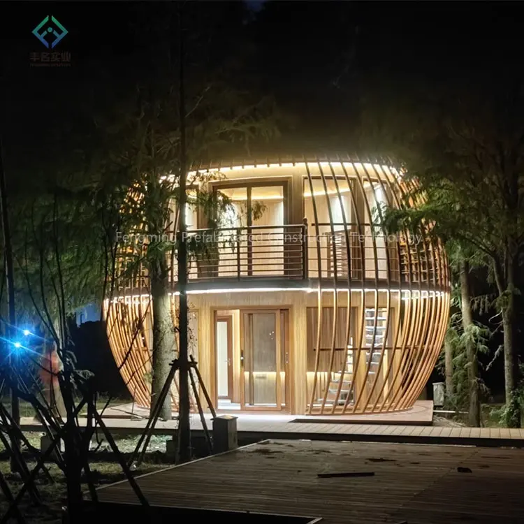 Prefab Houses China Birdcage shape Custom Large luxury Artificial serenity wooden homes prefab houses