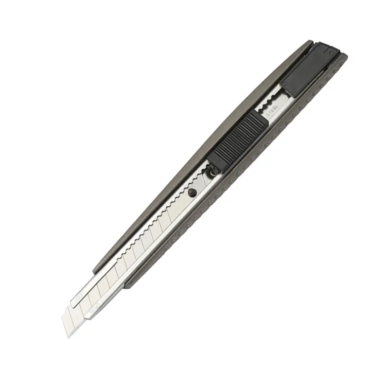 Safety Push Box Paper Cutter Utility Knife with Stainless Steel Handle