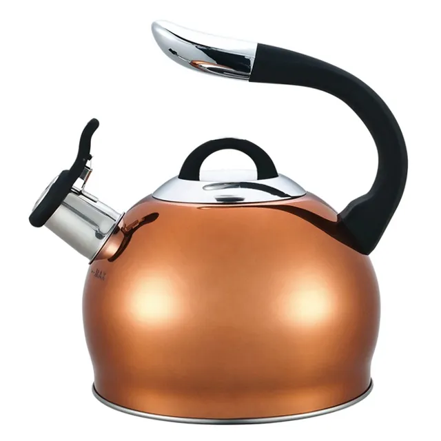 Stove Top Whistling Tea Kettle Stainless Steel Teakettle Teapot with Cool Toch Ergonomic Handle 2.64 Quart