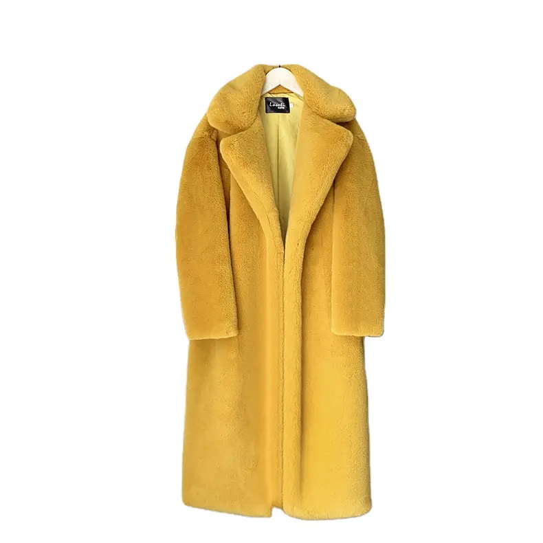 Женское пальто из искусственного меха норки, зимнее длинное пальто из искусственного меха, 2023