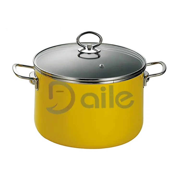 Stainless Steel Handle Enamel Cooking Casserole Manufacturer With Glass Lids