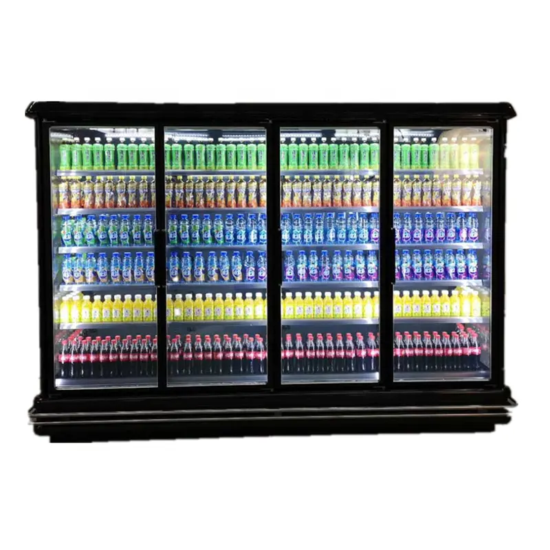 Супермаркет холодильник для напитков, 4 двери, коммерческий дисплей, холодильник для холодных напитков