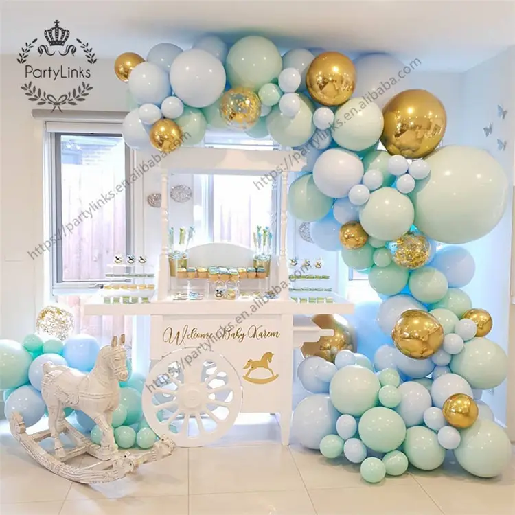 124pcs/set Macaron Blue Pastel Balloons Garland Arch Kit Confetti Birthday Wedding Baby Shower Anniversary Party Decoration