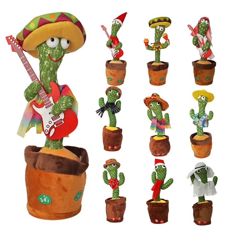 Hot Selling Funny Electric Dancing Cactus Toy Kids Party Custom Logo Plush Dancing Cactus Dolls Singing Dancing Cactus Toy