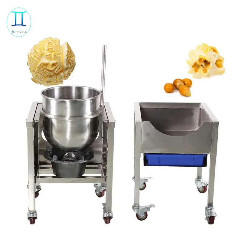 110v stainless steel commercial gas operated caramel kettle corn popcorn machine for USA