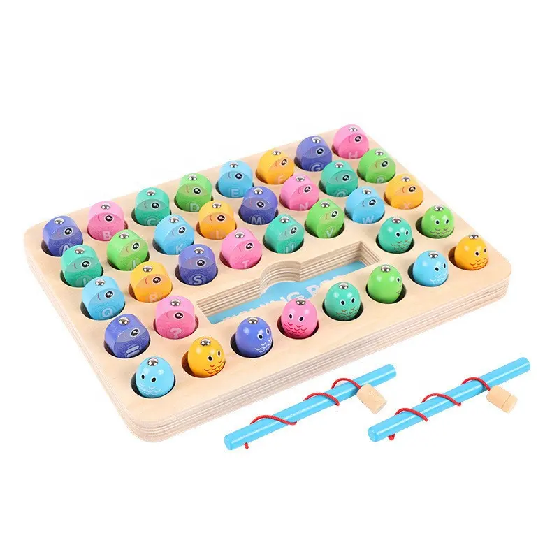 2020 New Products Montessori Early Education Number Letter Children Magnetic Wooden Fishing Toys for Kids