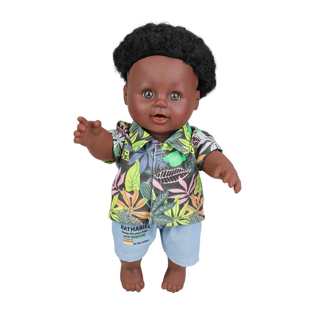 Изготовленный на заказ черного цвета в африканском стиле американском стиле для маленького мальчика кукла, настоящая силиконовая 12 дюймов детские игрушки куклы Короткие афро кудрявые волосы стиль для мальчиков