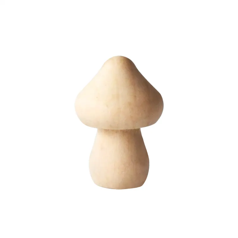 Blank Wood Unpainted DIY Handicraft White Embryo Mushroom Toys for Kids