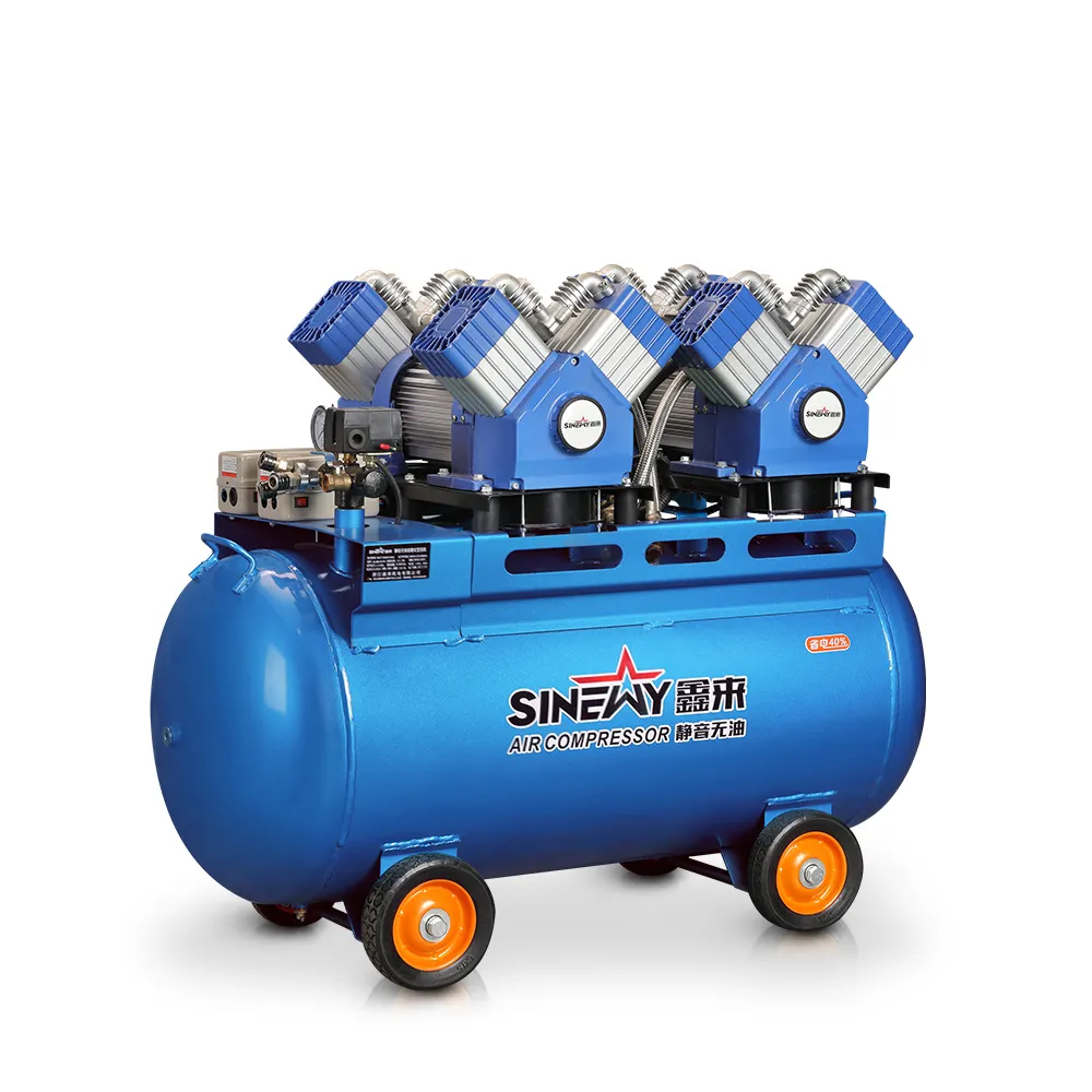 Free sample new technology long life electric 220 volt ultra silent mobile oilless oil free heavy duty air compressor