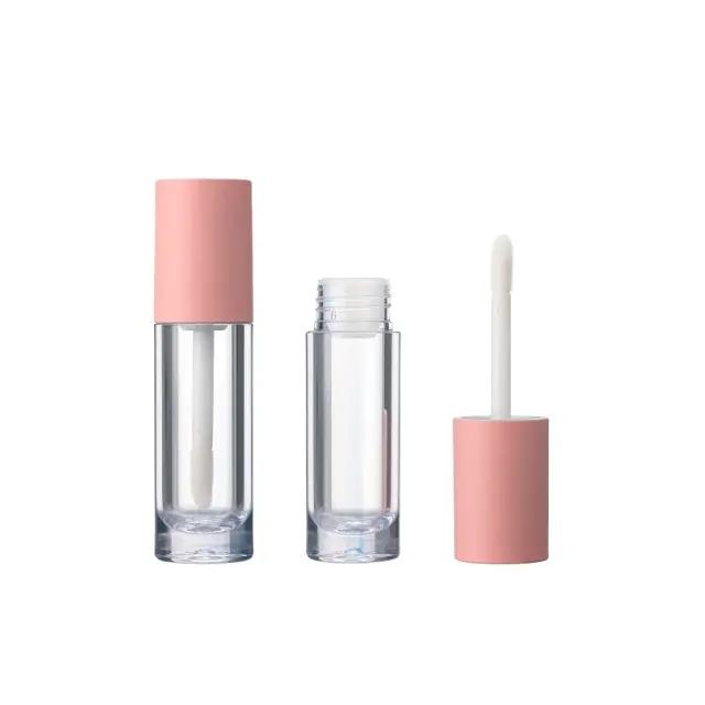 Cosmetic Packaging Plastic Hot Sales Pink Color Cosmetic Packaging Clear Round Empty Plastic Lip Gloss Tube With Soft Touch