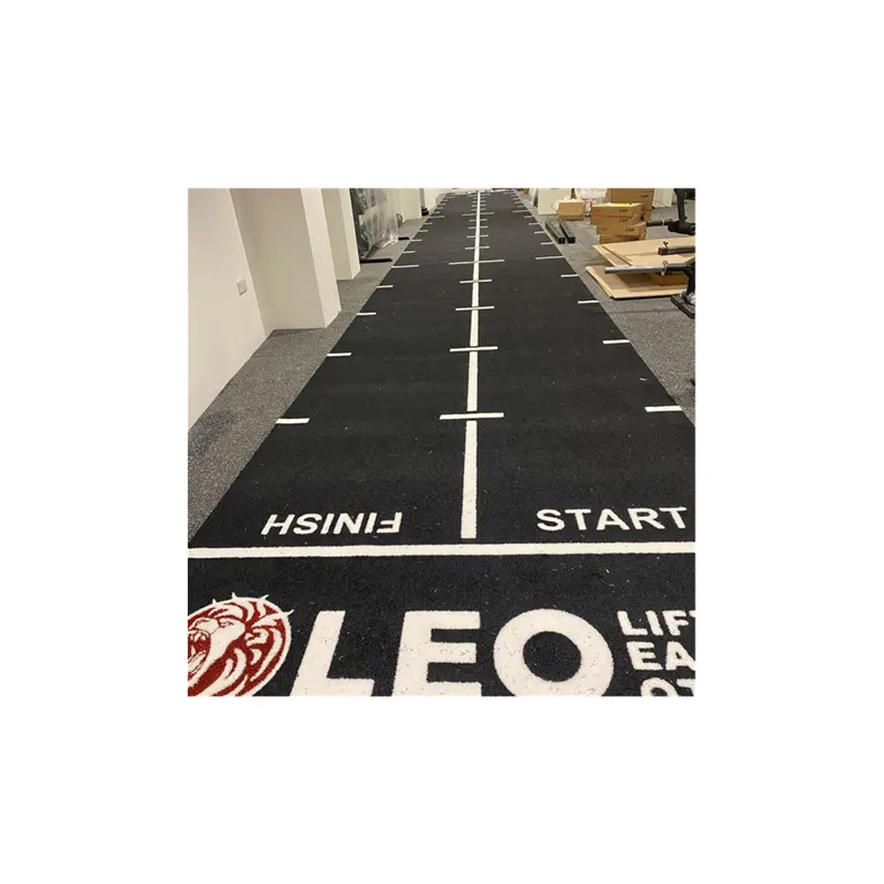 Best Price Customized Black Artificial Grass Garpet With Number Logo Line