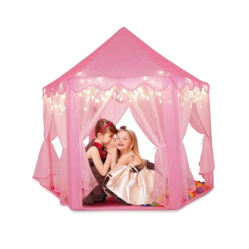 2023, оптовая продажа, розовый прекрасный игровой домик, портативный складной шестигранник для девочек, игровой замок для принцесс, детский игровой палаточный домик