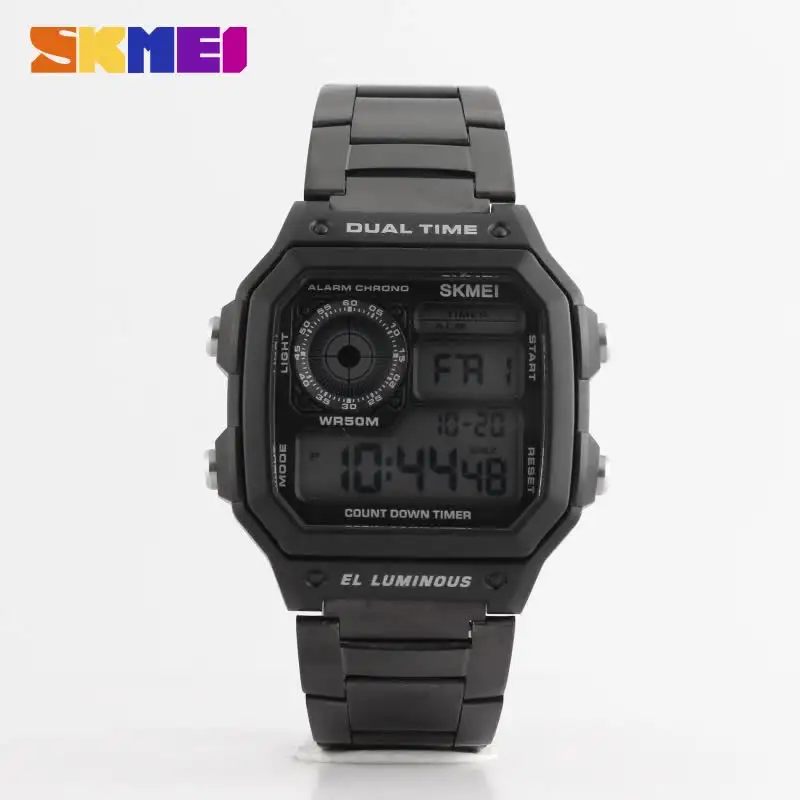 New Arrival Skmei 1299 Low Cost Wrist Watch Pu Band Dual Time Abs Plastic Watch Water Resistant Digital Sport Watches