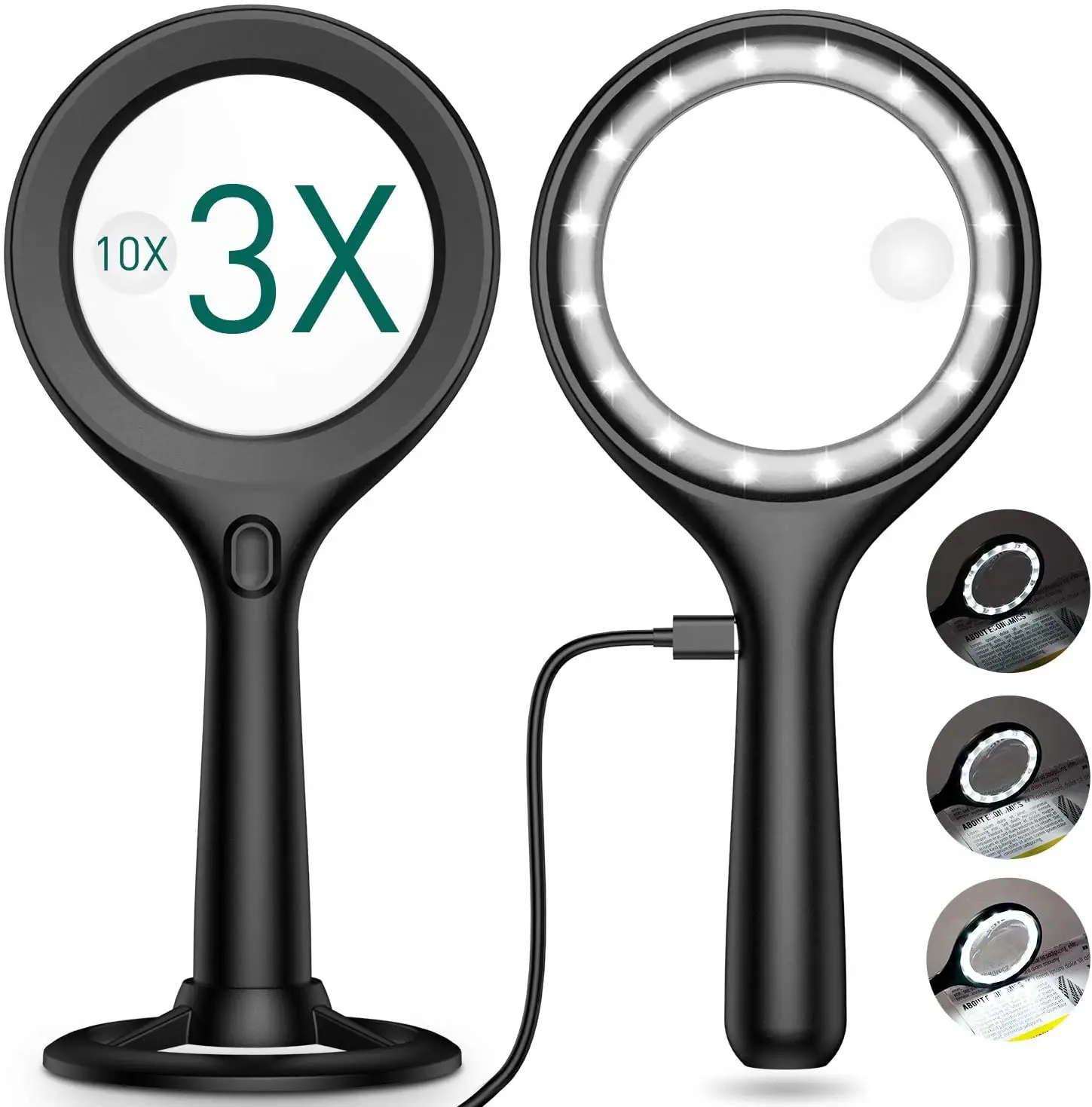 DH-88012 Fashion 5X Super Bright Portable Low Vision Optical Handheld Magnifier With Illuminted Lighted