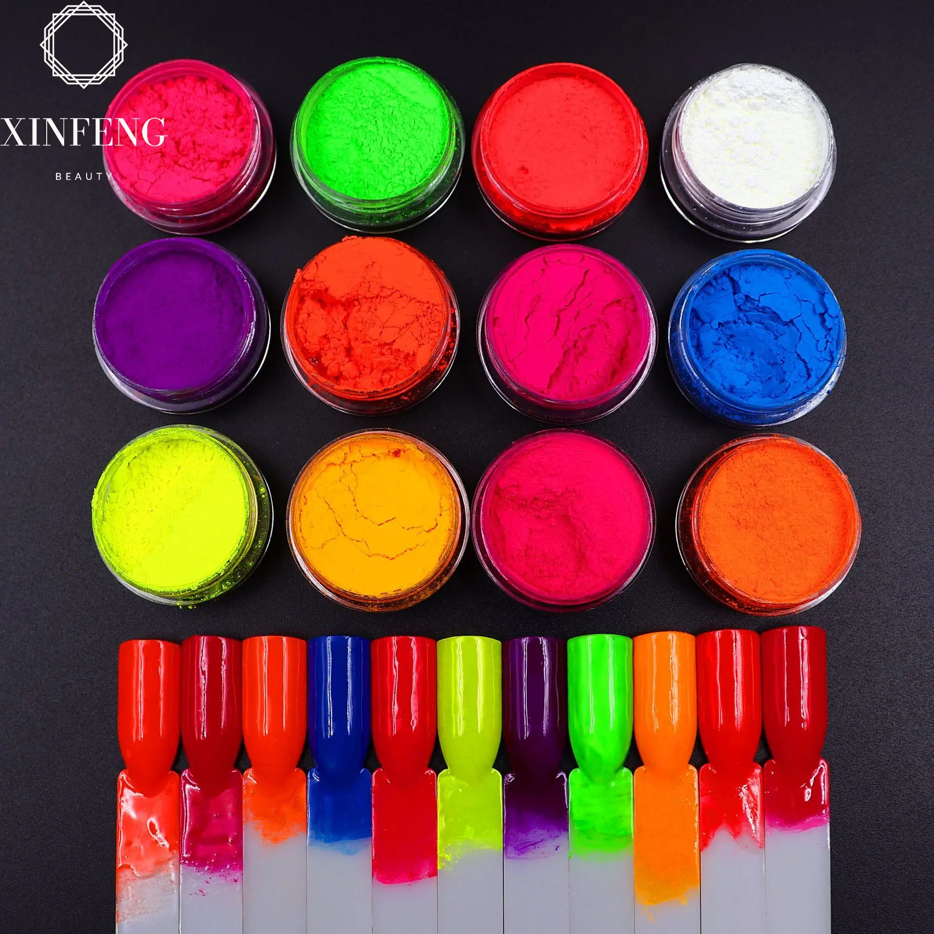 12 colors cosmetic grade neon pigment private label custom colors Eyeshadow Pigments fluorescent neon pigment powder