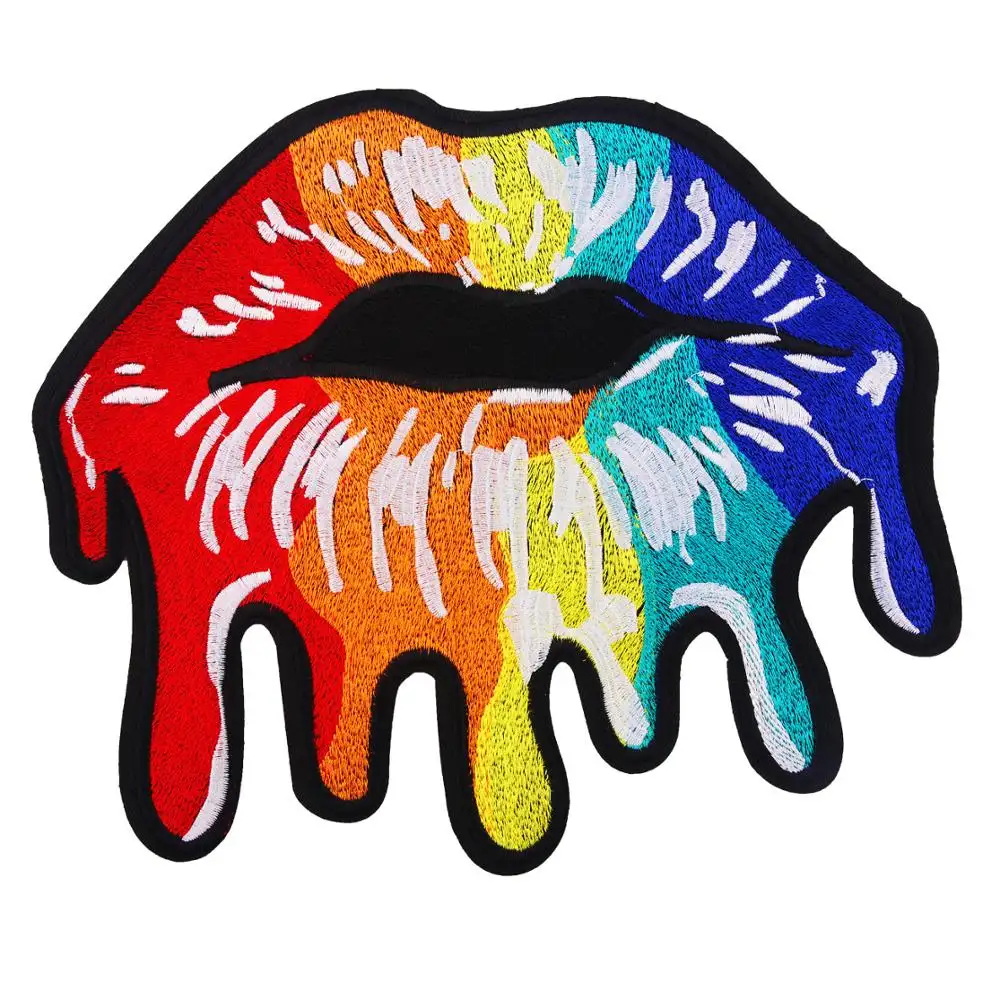 Cartoon Large Colorful Mouth Embroidered Cloth Stickers useg for clothes hat decoration Towel Patch