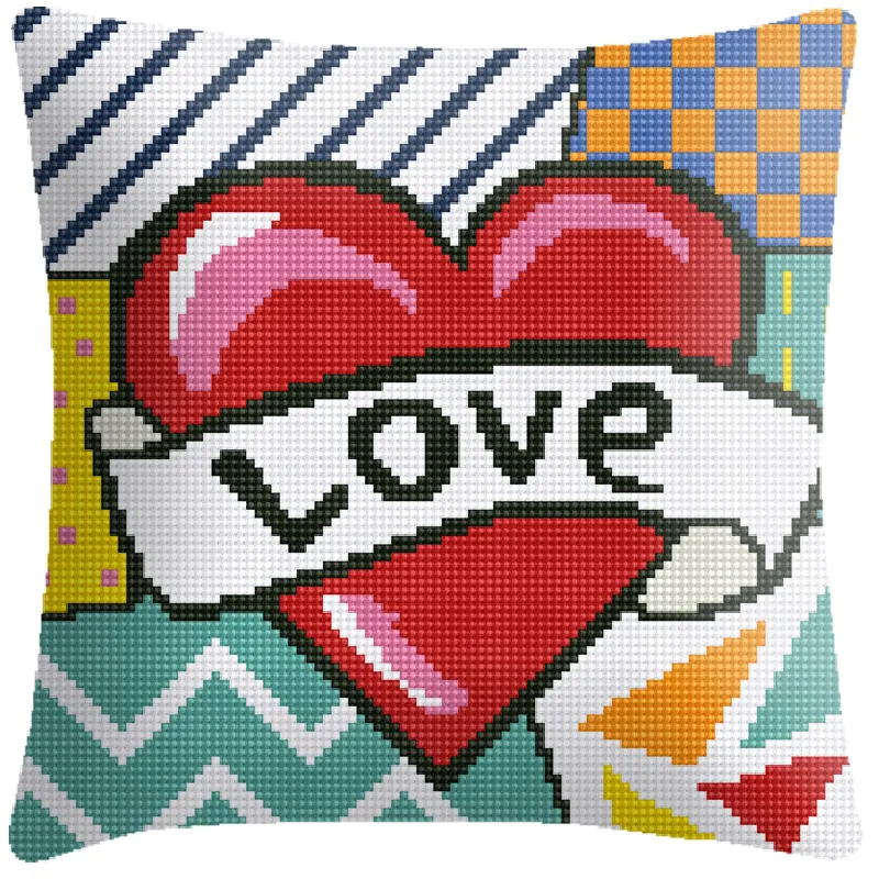 VANCY ARTS Hot Popular Custom Wholesale DIY LOVE Embroidered Pillow Cushion Cover Kit For Home