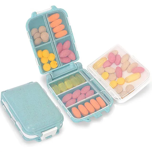 Контейнер для таблеток, складной органайзер для таблеток на неделю, 8 отделений, портативный дорожный контейнер для таблеток с витаминами