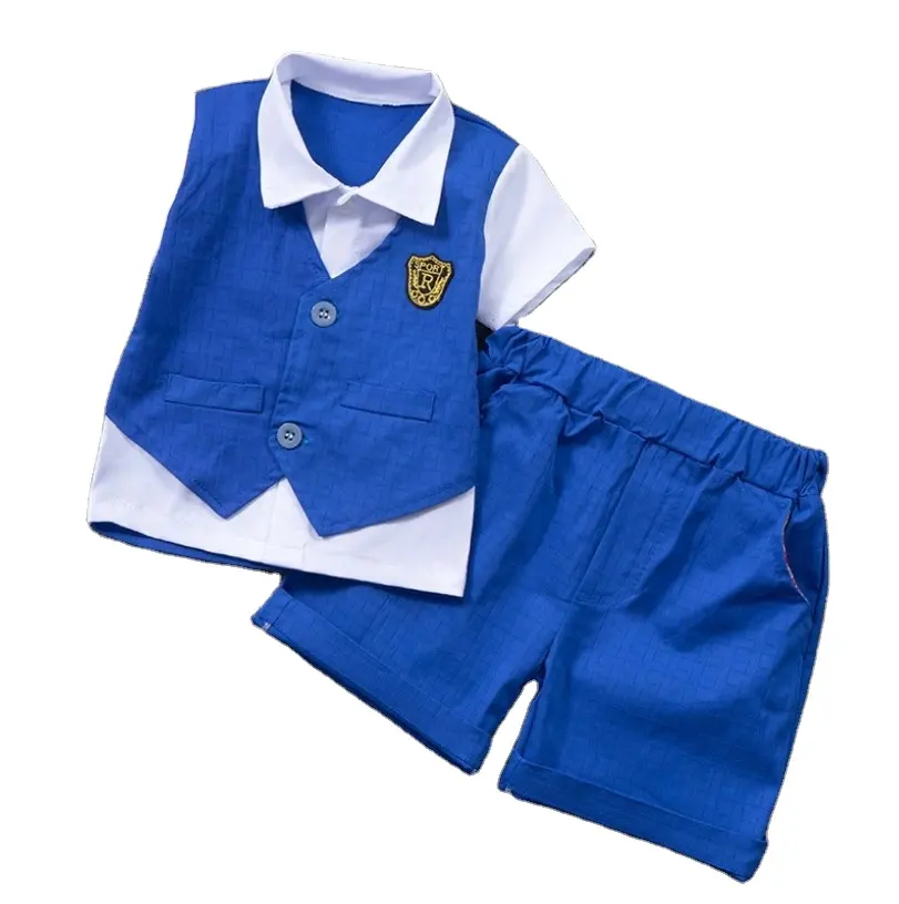 Летняя детская одежда на заказ, костюмы из двух предметов с коротким рукавом, модная одежда для мальчиков, комплект детской одежды, рубашка и шорты