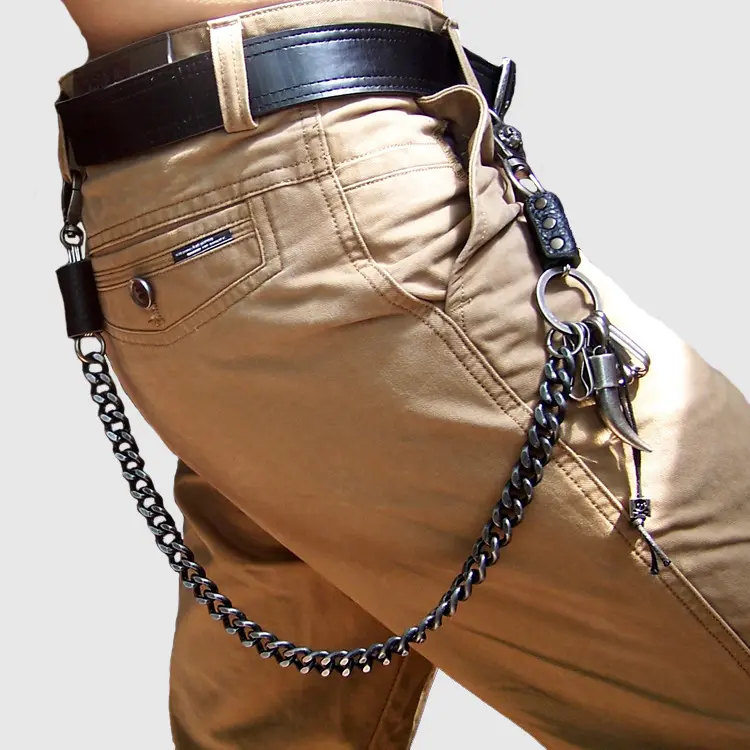 Хип панк рогатая металлическая Повседневная цепь брюки модные мужские аксессуары брелок