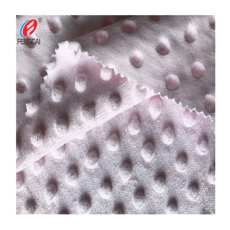 Customized Colour Super Soft Polyester Minky Dot Fabric Plush Velboa Fabric For Baby Blanket