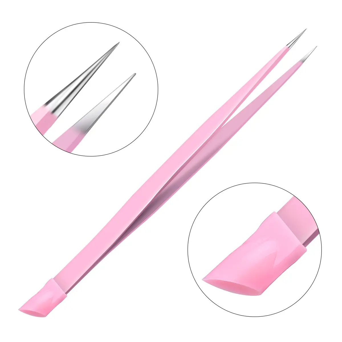 2pcs/set Straight Curved Tweezers Nippers for Eyelash Eyebrow Nail Art Rhinestones Picker