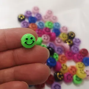 Wholesale 1650pcs/bag 6mm*10mm Plastic Acrylic Smile Face Beads Smiley Round Disc Beads For Jewelry Making