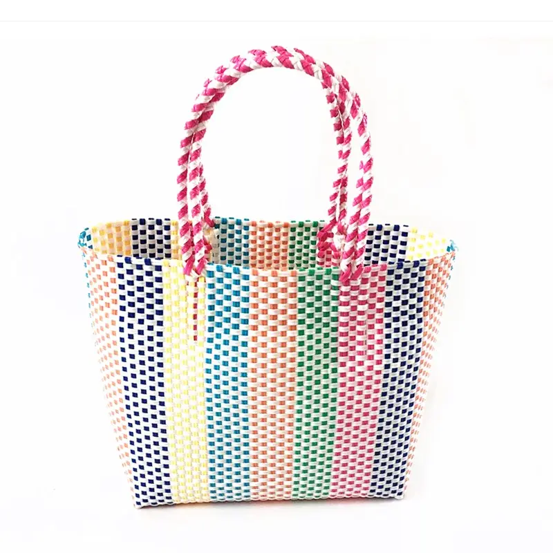 Китайский поставщик, многофункциональная плетеная пляжная соломенная сумка на заказ, пластиковая ручная плетеная Сумка