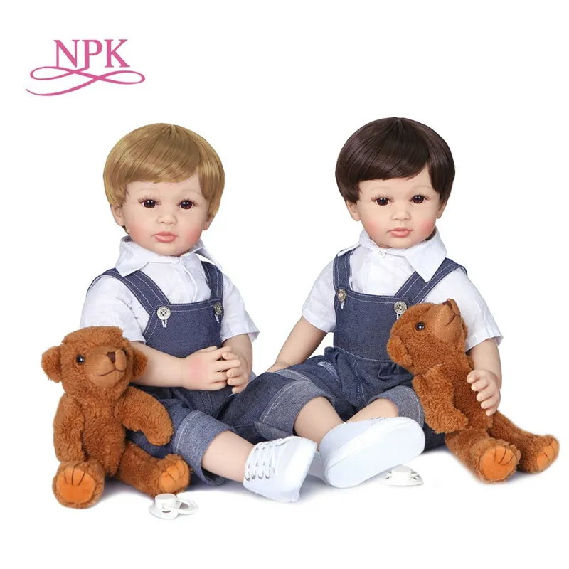Кукла реборн силиконовая виниловая для мальчиков и девочек, милая двухцветная тканевая кукла-тело, подарок на день рождения, игровой домик, 60 см