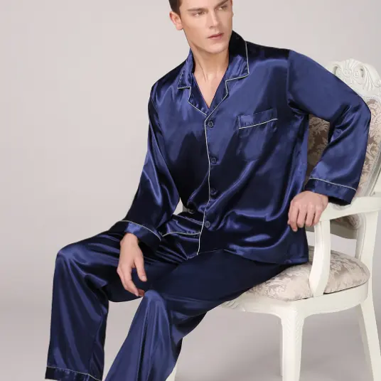 Мужская одежда для сна, атласный Шелковый пижамный комплект из брюк