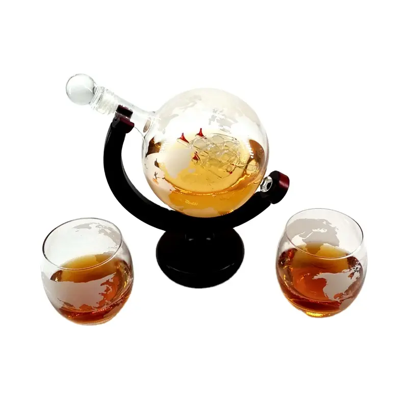 850 ml globe whiskey decanter with 2 glasses