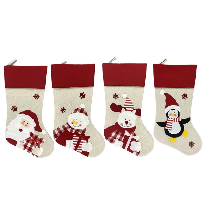 Wholesale Merry Christmas Stocking Santa Socks Festival Present Home Decoration 4 Styles Party Ornament For Child Gift