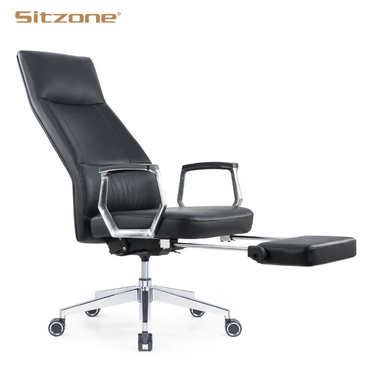 Conference Chairs Luxury Designer Comfortable Ergonomic High Back Black Pu Leather Executive Conference Office Chair With Footrest