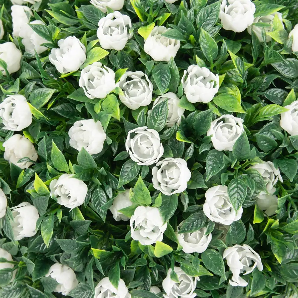 28 Cm White Rose Artificial Topiary Balls Flower Boxwood Ball For Garden Ornaments Decor