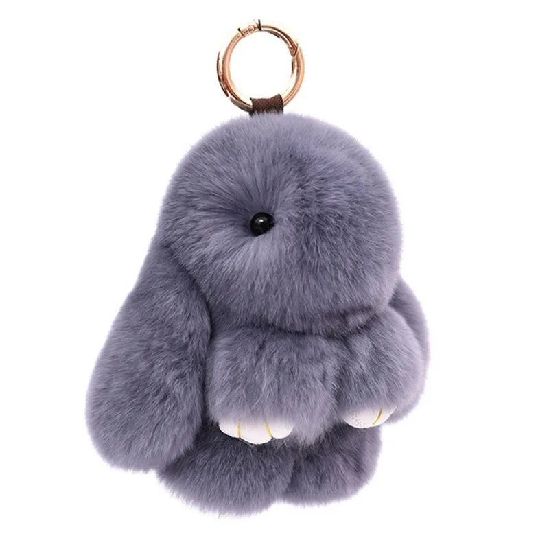 Fluffy Real Rabbit Fur Pompon Bunny Keychain Trinket Women Toy Pompom Rabbit Key Ring On Bag Car Key Chain Jewelry Gift