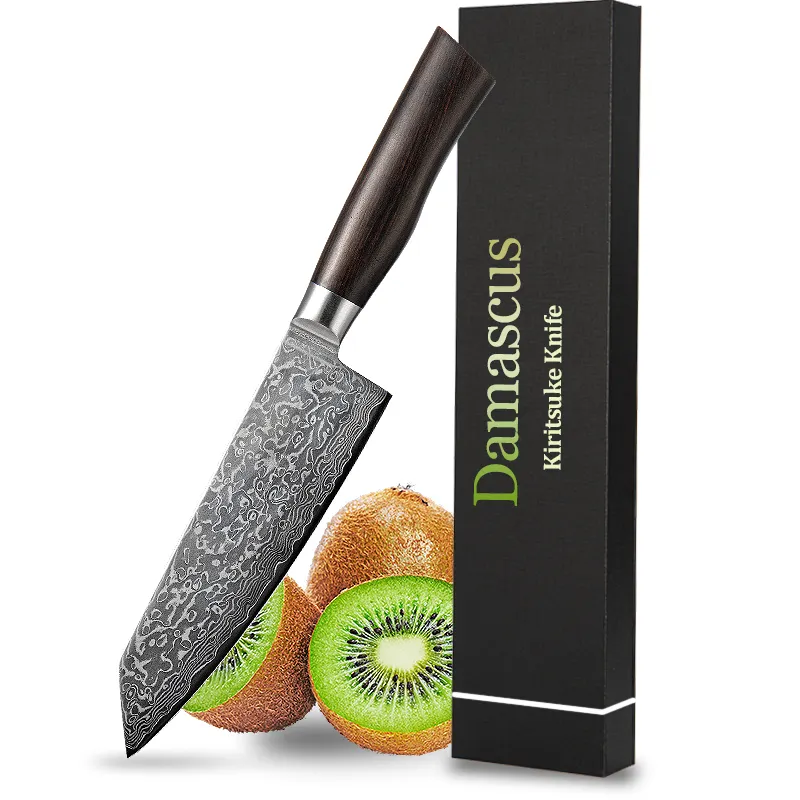 Нож шеф-повара Kiritsuke, острый нож из 67 слоев, Профессиональный кухонный нож шеф-повара из дамасской стали с черной ручкой из черного дерева