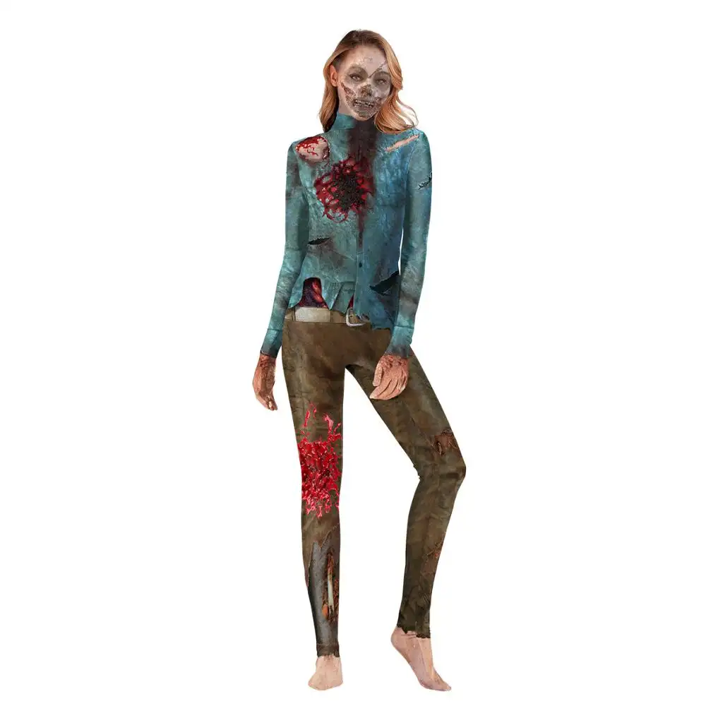 Sexy Women Cosplay Jumpsuits Print Halloween Costumes Tight Bodysuit With Hands With Foot N37-30