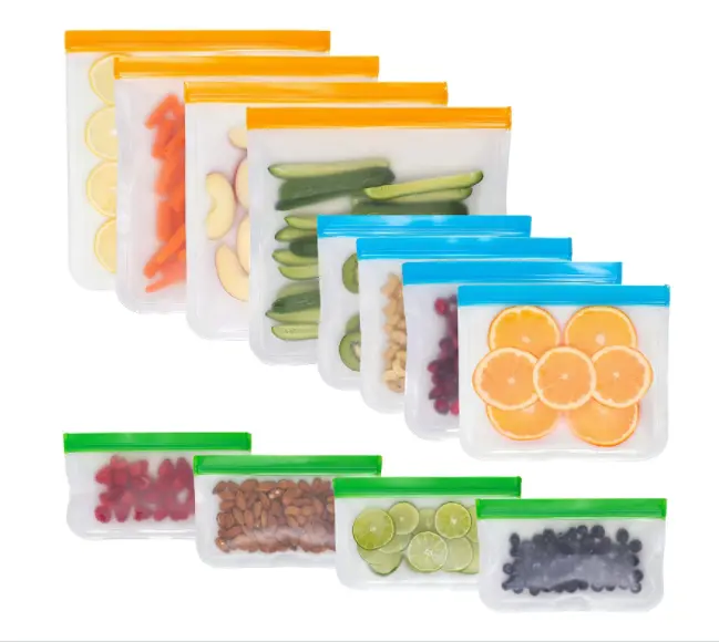 BPA FREE Eco friendly Zipper Leakproof Freezer Bag Washable Reusable PEVA Sandwich Snacks Storage Bags