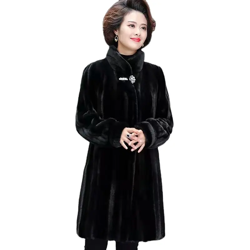 Лидер продаж 2022, новое длинное женское пальто из норкового пуха, меховое пальто, Норковое пуховое пальто для женщин среднего и пожилого возраста