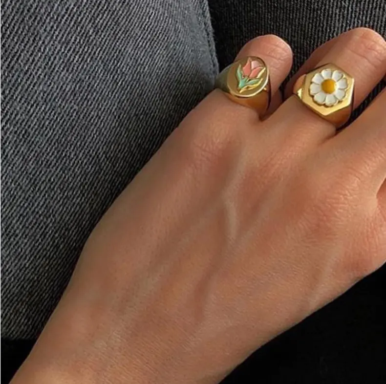 XUNBEI, корейский новый дизайн, маленькие металлические кольца с маргариткой для женщин и девушек, украшения для вечеринок, подарки для вечеринок