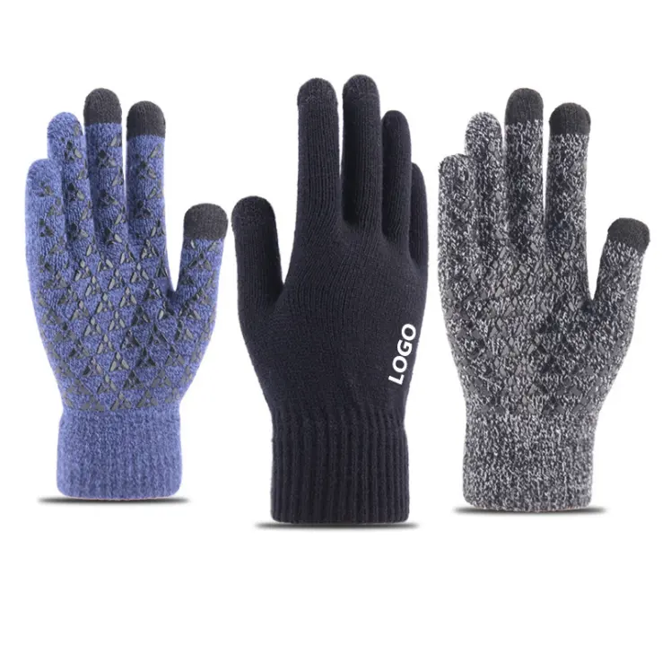 Winter Adult Custom Knit acrylic Gloves touchscreen with phone gloves