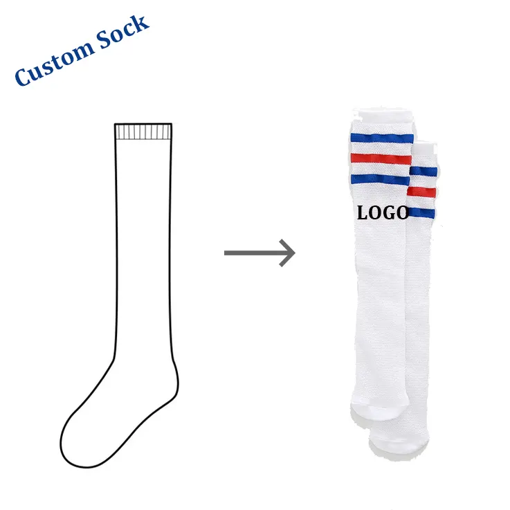 Colorful Striped Knee High School Children Young Girls Cotton Socks With Custom Logo