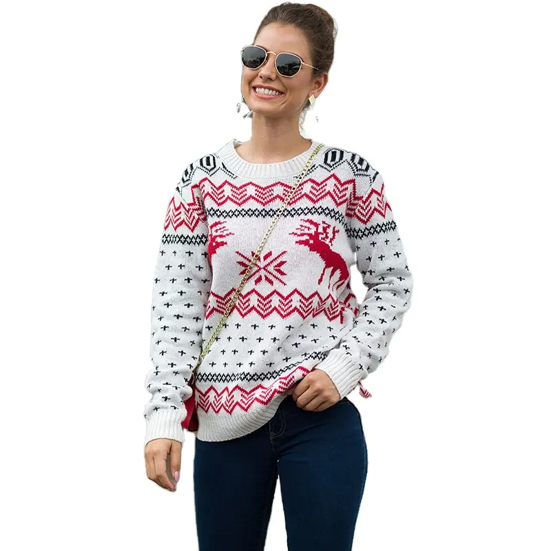Новый дизайн на заказ, новинка, вязаный пуловер, зимние водолазки, вязаные свитера с длинным рукавом, Женский Уродливый Рождественский свитер