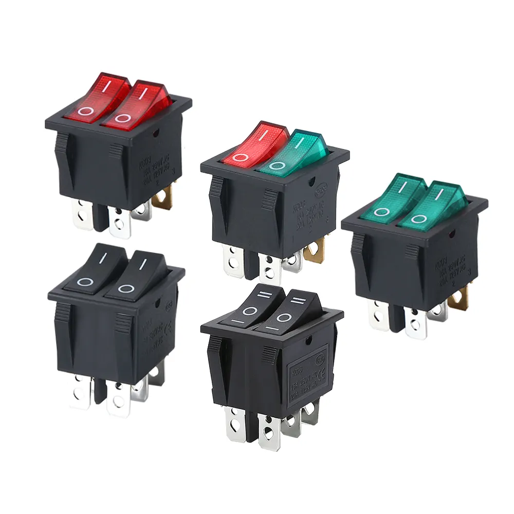 Gang Switch 12v Rocker Power Dual LED Panel Switches 6 Pins Illuminated Rocker Switch