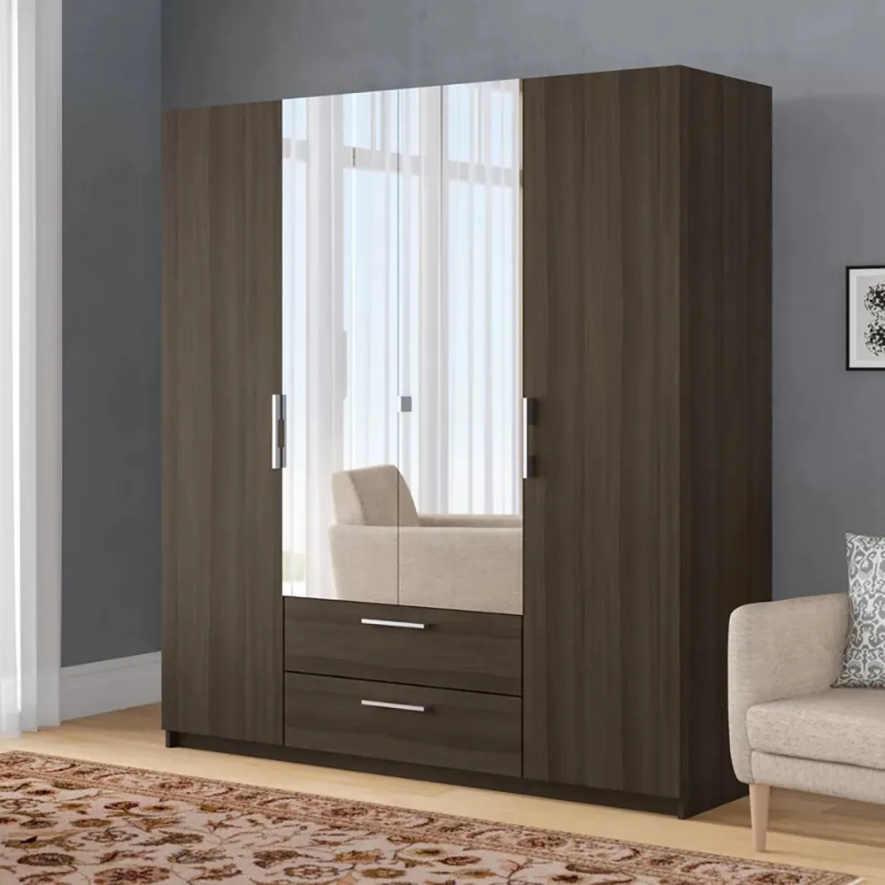 Деревянная мебель для спальни, домашняя мебель, плоский шкаф, оптовая продажа с зеркалом