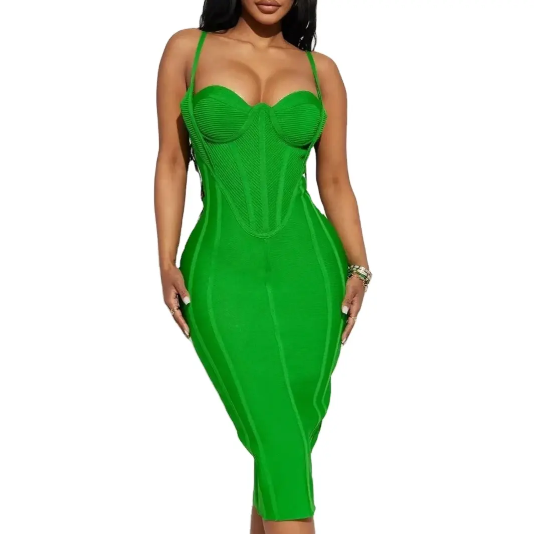 2023 новый стиль зеленый кроссовер миди облегающее сексуальное Бандажное платье для женщин