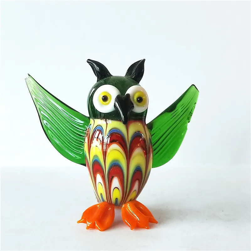Beautiful colorful handmade murano glass birds glass owl