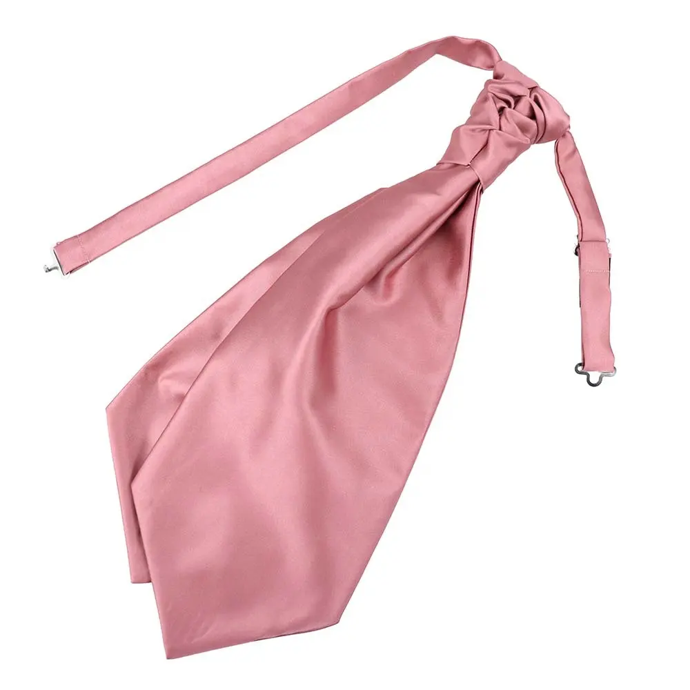 Fashion Style Solid Pink Polyester Woven Jacquard Pre-Tied Ascot Tie Cravat New Men Ascots for Party